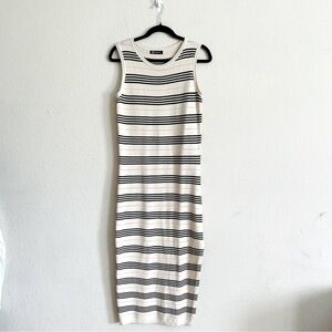 Pretty Garden woman’s Striped Sleeveless Dress - Cream & Black striped S summer
